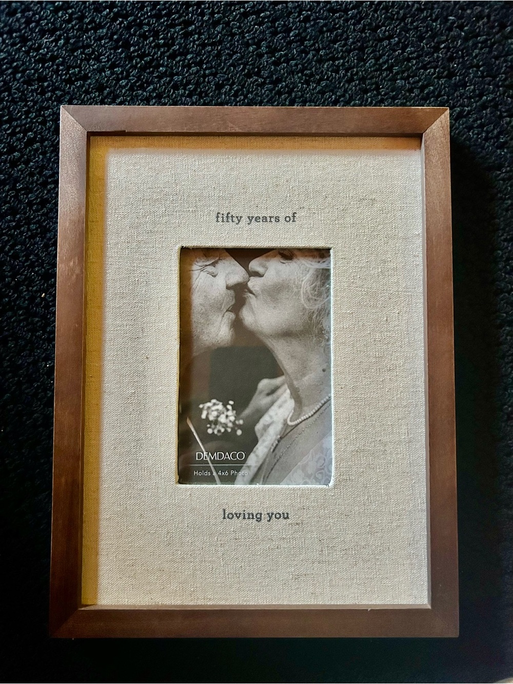 Demdaco Brown Wood Anniversary Frame "'50 Years " with Neutral Linen Mat